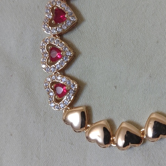 💜 ❤️ New simulated ruby heart cz Gold filled bracelet 💜❤️ - Picture 5 of 6